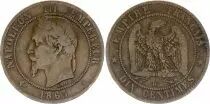 Francia 10 Centimes Napoleon III Laureate head - 1865 BB Strasbourg  Fine to VF - KM.798.2