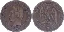 Francia 10 Centimes Napoleon III Nude head - 1855 MA Marseille - VF - Dog