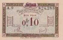 Francia 10 Centimes Regie des chemins de Fer - 1923 - Serial A.9 - R.2