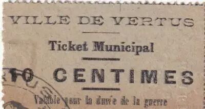 Francia 10 cents - City of Vertus - Municipal Ticket - 1914/1918