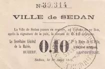 Francia 10 Cents - Ville de Sedan - 1915