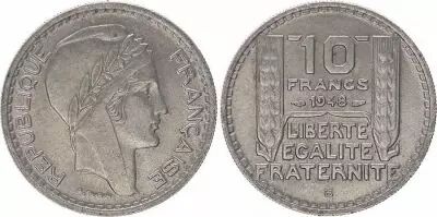 Francia 10 F Laureate head