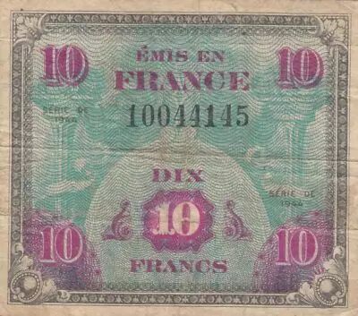 Francia 10 Francs - Allied Military Currency - 1944 - Without Serial