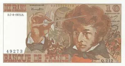Francia 10 Francs - Berlioz -  07-08-1975 - Serial Q.212