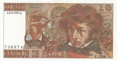 Francia 10 Francs - Berlioz - 02-06-1977 - Serial V.298