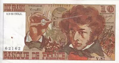 Francia 10 Francs - Berlioz - 03-10-1974 - Serial V.87 - F.63.07a