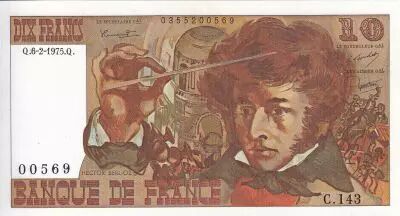 Francia 10 Francs - Berlioz - 06-02-1975 - Serial C.143 - P.45