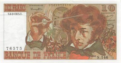 Francia 10 Francs - Berlioz - 06-02-1975 - Serial S.146