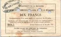 Francia 10 Francs , Laval et Mayenne Chambre de Commerce, s&eacute;rie 1 Annul&eacute; par perf. - 1940