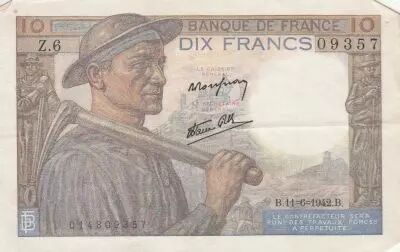 Francia 10 Francs - Miner - 11-06-1942 - Serial Z.6