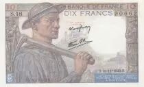 Francia 10 Francs - Miner - 19-11-1942 - Serial S.18