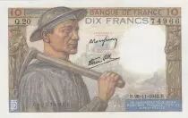 Francia 10 Francs - Miner - 26-11-1942 - Serial Q.20