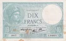 Francia 10 Francs - Minerva - 04-12-1941 - Serial C.84921 - P.73