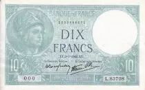 Francia 10 Francs - Minerva - 09-01-1941 - Serial L.83708 - SUP - P.73