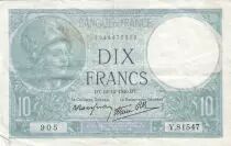 Francia 10 Francs - Minerva - 12.12.1940 - Serial B.81644 - Fay.7.24