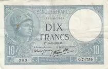 Francia 10 Francs - Minerva - 19-10-1939 - Serial Q.74817 - P.73