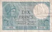 Francia 10 Francs - Minerva - 20-06-1918 - Serial  Z.6007 - F to VF - P.73d