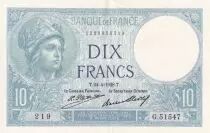 Francia 10 Francs - Minerva - 24-04-1928 - Serial G.51547