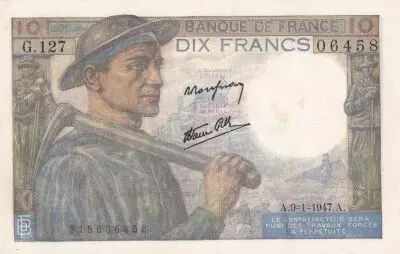 Francia 10 Francs - Minor - 09-01-1947 - Serial G.127 - P.99