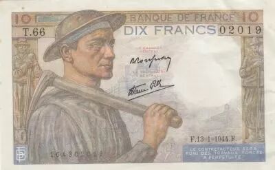 Francia 10 Francs - Minor - 13-01-1944 - Serial T.66