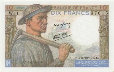 Francia 10 Francs - Minor - 15-10-1942 - S�rie W.11