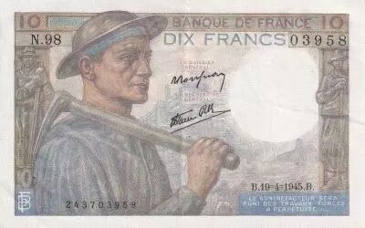 Francia 10 Francs - Minor - 19-04-1945 - Serial N.98 - P.99