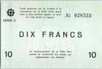 Francia 10 Francs , Mulhouse Chambre de Commerce, S&eacute;rie C