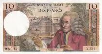 Francia 10 Francs - Voltaire - 07-08-1969 - Serial X.511 - P.147