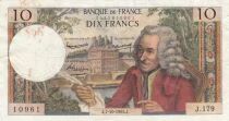 Francia 10 Francs - Voltaire - 07-10-1965 - Serial J.179