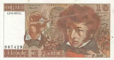 Francia 10 Francs Berlioz - 02-06-1977 Serial V.300 - VF