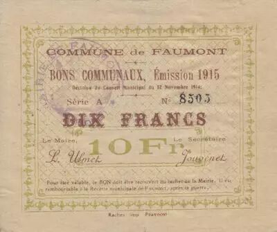 Francia 10 Francs Faumont City - 1915