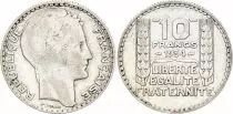 Francia 10 Francs Laureate head - 1934 Silver