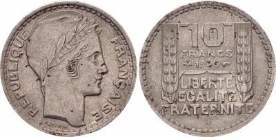 Francia 10 Francs Laureate head - 1946