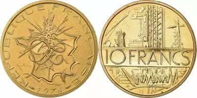 Francia 10 Francs Mathieu - 1976 Edge A