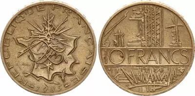 Francia 10 Francs Mathieu - 1985 Edge B