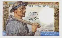 Francia 10 Francs Miner - 15-10-1942 Serial Q.11 - AU