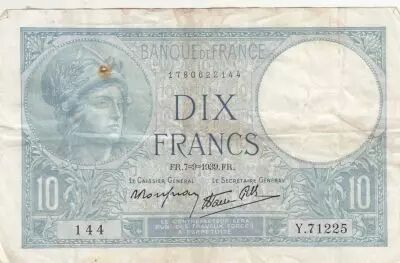 Francia 10 Francs Minerva - 06-07-1939 - Serial T.69980