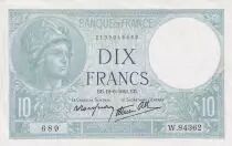 Francia 10 Francs Minerva - 19-06-1941 - Serial W.84362