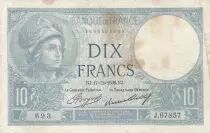 Francia 10 Francs Minerve 17-12-1936 - Serial J.67857