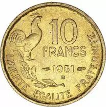 Francia 10 Francs Woman head - 1951 B Beamont-le-Roger