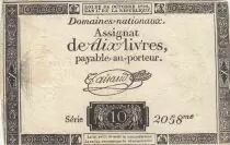 Francia 10 Livres - Watermark Fleur de Lys - 24-10-1792 - Sign. Taisaud - Serial 2058