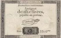 Francia 10 Livres - Watermark Fleur de Lys - 24-10-1792 - Sign. Taisaud - Serial 3302