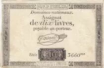Francia 10 Livres - Watermark Fleur de Lys - 24-10-1792 - Sign. Taisaud - Serial 3660