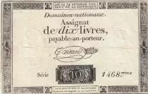 Francia 10 Livres - Watermark Republique -  French Revolution - 24-10-1792 - Serial 14687