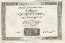 Francia 10 Livres - Watermark Republique -  French Revolution - 24-10-1792 - Serial 14796