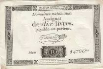 Francia 10 Livres - Watermark Republique -  French Revolution - 24-10-1792 - Serial 14796