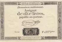 Francia 10 Livres - Watermark Republique -  French Revolution - 24-10-1792 - Serial 14979