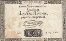 Francia 10 Livres - Watermark Republique -  French Revolution - 24-10-1792 - Serial 15409