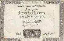 Francia 10 Livres - Watermark Republique -  French Revolution - 24-10-1792 - Serial 4919
