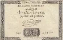 Francia 10 Livres - Watermark Republique -  French Revolution - 24-10-1792 - Serial 6313
